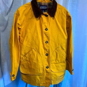 Vintage Lands End Field Barn Coat Yellow Canvas Women’s Large.